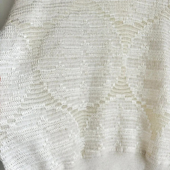 White Crew Neck Sweater with Ribbed Cuffs - Picture 5 of 8